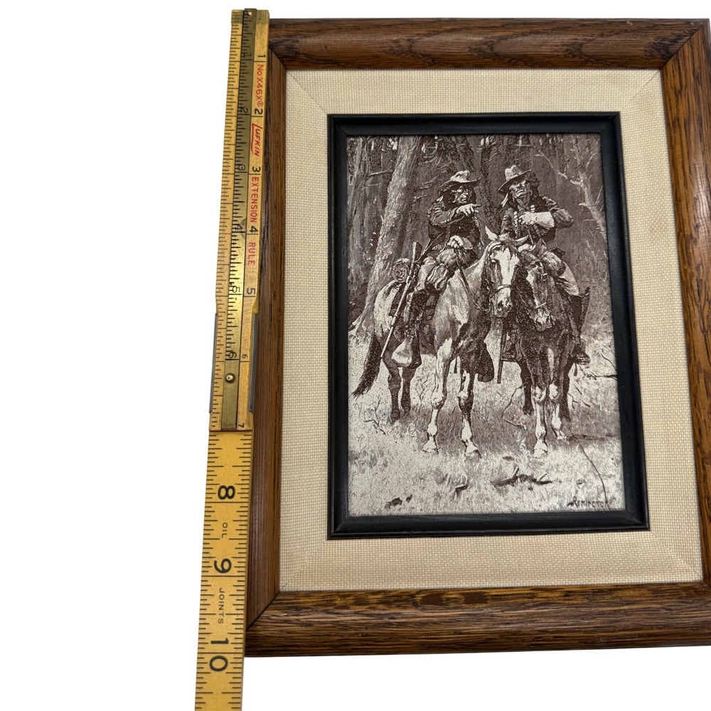 Vintage 1970s Frederic Remington "Cheyenne Scouts" Embossed Vintage Framed Print - Picture 7 of 10